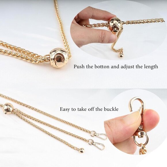 51-Inch Gold Metal Chain Strap - Adjustable for Shoulder & Crossbody Bags - Picture 4 of 6